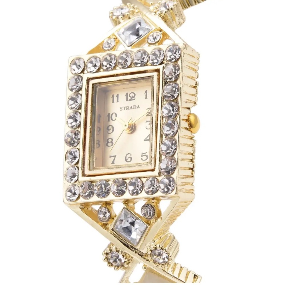 🩷 Strada White Austrian Crystal Japanese Movement Bangle Bracelet 🩷 - Picture 2 of 7